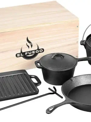El Fuego » Dutch Oven Set 7-teilig « 100% Gusseisen Finale Aktion
