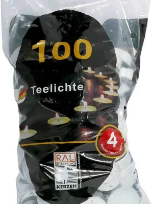 Finale Aktion Qualitäts-Teelichter » 100 Stück « 4,5 Std Brenndauer