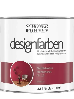 Schöner Wohnen designfarben » Gefühlvolles Herzensrot « matt - 2,5 l Geprüft