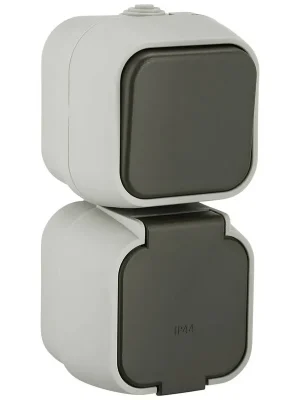 Sonderangebot GO/ON Aufputz Wechselschalter und Steckdose » Grau « 230V
