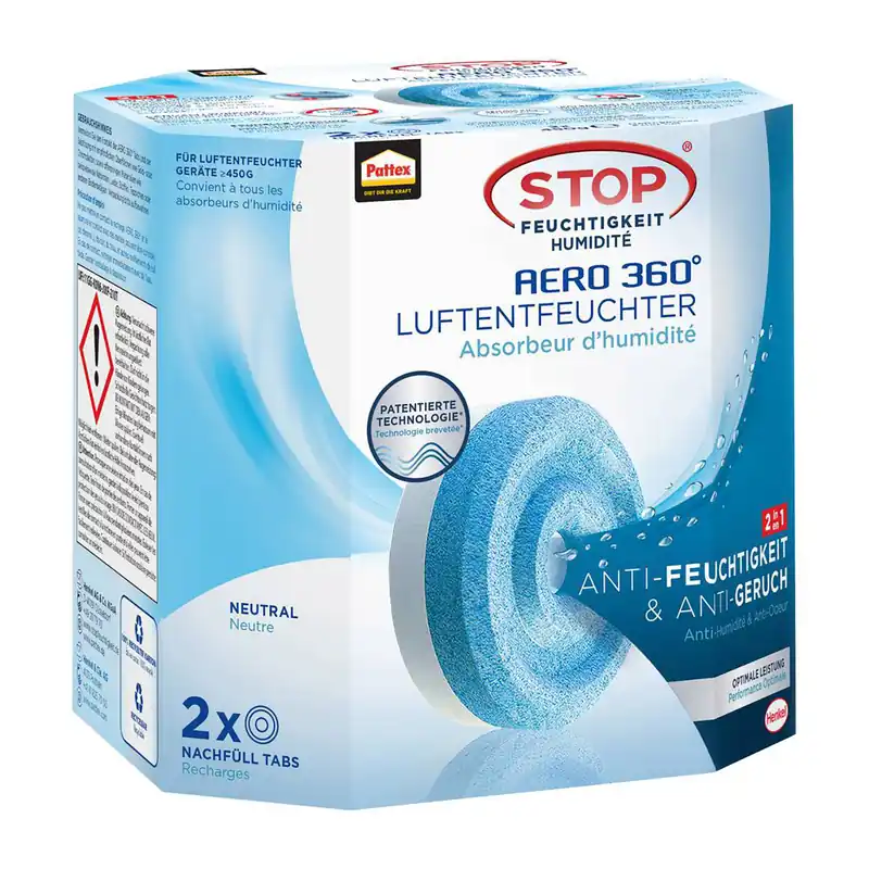 Pattex Nachfüll-Tabs » für AERO 360° « 2x 450 g, Anti Feuchtigkeit- und Geruch Nur Heute