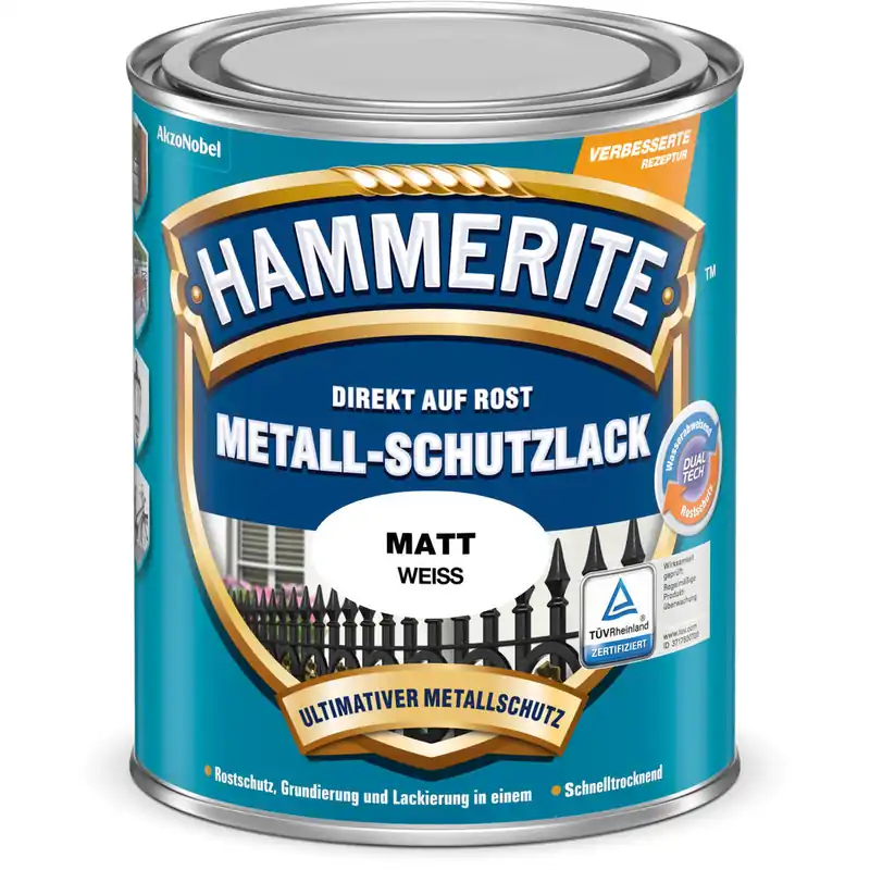 Neuheit Hammerite Metall-Schutzlack » Weiss « Rostschutz - 750 ml - Matt