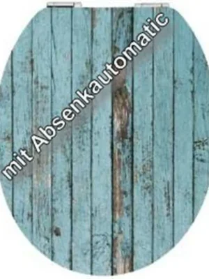 Direktkauf WC-Sitz High Gloss Motiv "Blue Wood" Toilettensitz mit Absenkautomatic