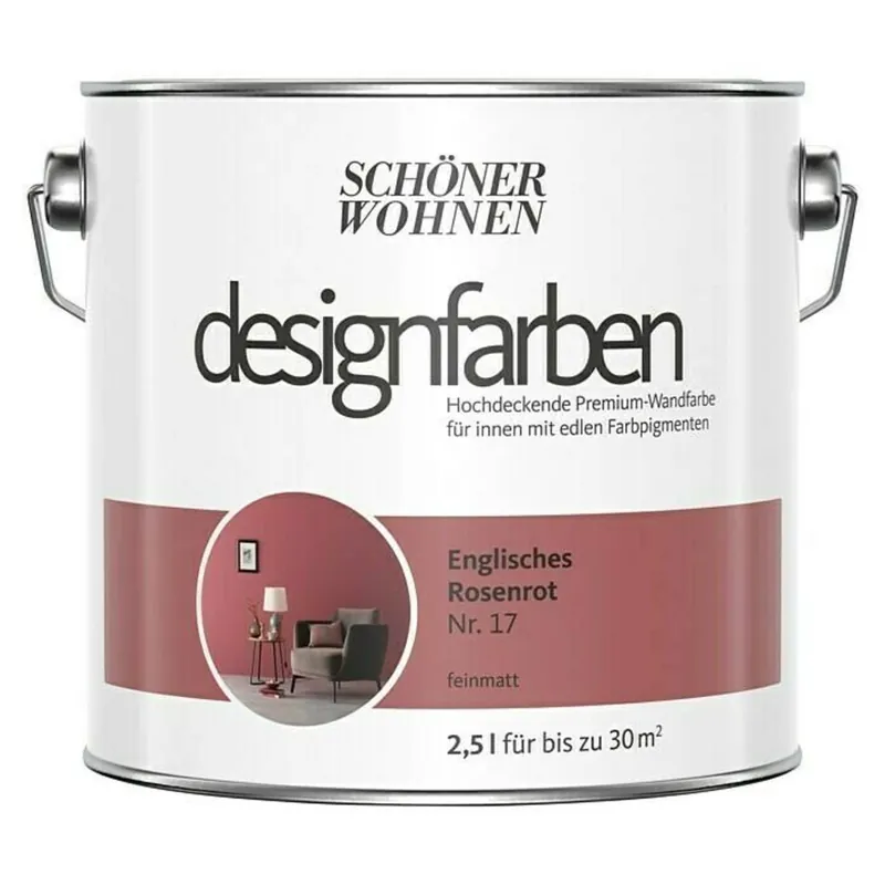 SCHÖNER WOHNEN designfarben » Englisches Rosenrot « matt - 2,5 l Direkt Vom Hersteller