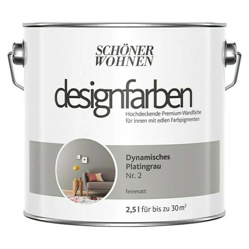 Preiswert SCHÖNER WOHNEN designfarben » Dynamisches Platingrau « matt - 2,5 l