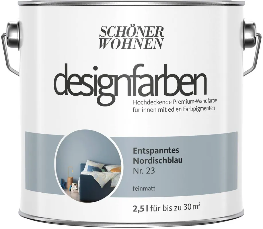 Begrenztes Angebot SCHÖNER WOHNEN designfarben » Entspanntes Nordischblau « matt - 2,5 l