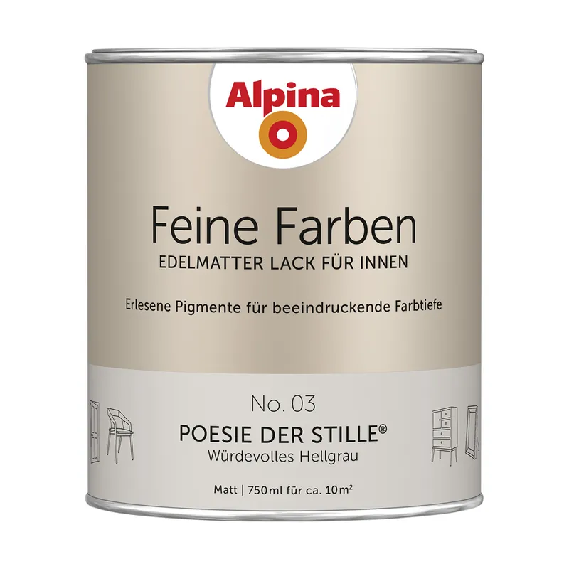 Alpina Feine Farben Lack » Poesie der Stille « Hellgrau, 750 ml Echt