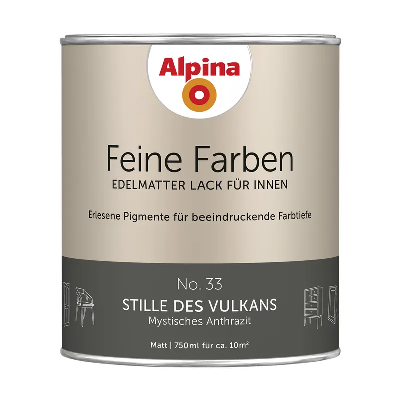 Top-Preis Alpina Feine Farben Lack » Stille des Vulkans « Anthrazit, 750 ml