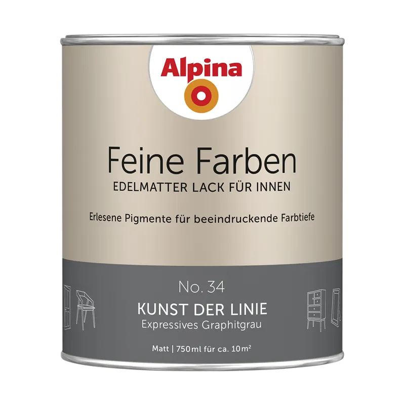 Neu Alpina Feine Farben Lack » Kunst der Linie « Graphitgrau, 750 ml