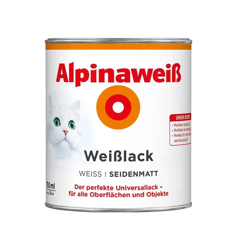 Neue Kollektion Alpina Alpinaweiß » Weißlack « 750 ml, Seidenmatt, Universallack