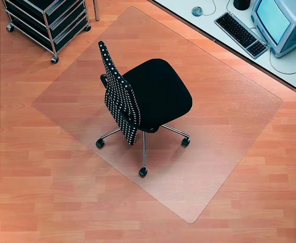 Knallerangebot RS OFFICE 6423570 Bodenschutzmatte, Polyethylen LxB 1100 x 1200 mm, für Teppiche, transparent