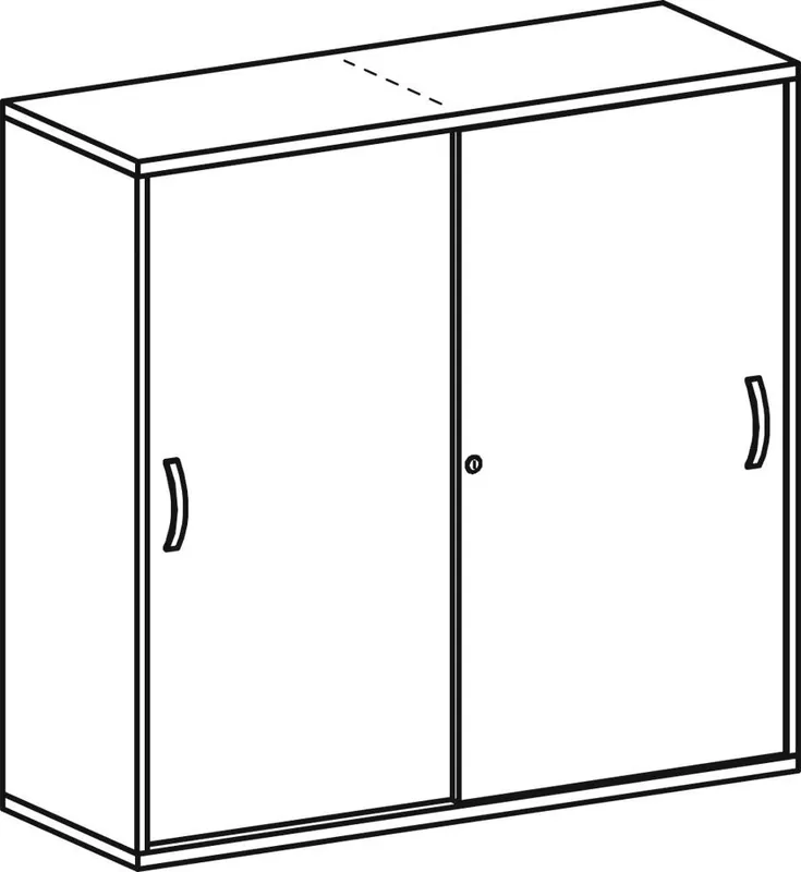 Preiswert GERAMÖBEL 862758 Büro-Schiebetürenschrank, BxTxH 1200x425x1152 mm, 3 OH, 2x2 Böden, Mittelwand, Schloss, ahorn