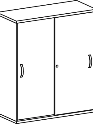 Abverkauf GERAMÖBEL 862756 Büro-Schiebetürenschrank, BxTxH 1000x425x1152 mm, 3 OH, 2 Böden, Schloss, buche