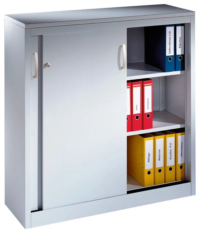 Letzte Chance C+P 859330 Schiebetürenschrank, BxTxH 1600x400x1950 mm, 5 OH, 4 Böden, Korpus/Türen RAL 7021 schwarzgrau