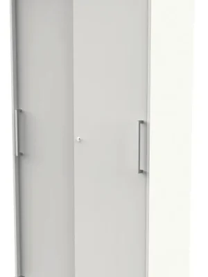 KERKMANN 1986160 Schiebetürenschrank, BxTxH 1000x400x1830 mm, 5 OH, 4 Böden, Edelstahlgriffe, Schloss, weiß Günstig