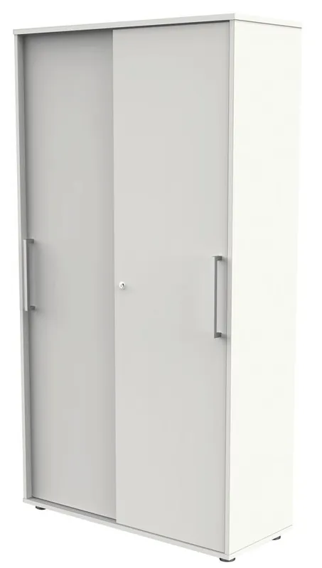 KERKMANN 1986160 Schiebetürenschrank, BxTxH 1000x400x1830 mm, 5 OH, 4 Böden, Edelstahlgriffe, Schloss, weiß Günstig