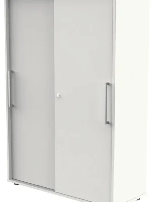 KERKMANN 1986159 Schiebetürenschrank, BxTxH 1000x400x1470 mm, 4 OH, 3 Böden, Edelstahlgriffe, Schloss, weiß Preis Gesenkt