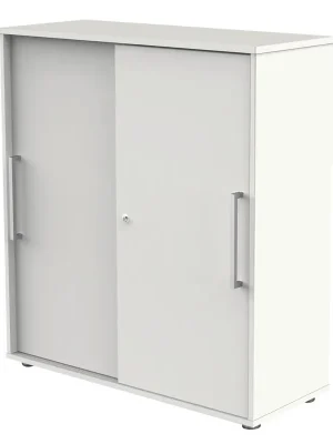 Jetzt Bestellen KERKMANN 1986158 Schiebetürenschrank, BxTxH 1000x400x1110 mm, 3 OH, 2 Böden, Edelstahlgriffe, Schloss, weiß