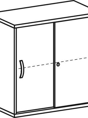 Ausverkauf GERAMÖBEL 1403880 Büro-Schiebetürenschrank, BxTxH 800x425x768 mm, 2 OH, 1 Boden, Schloss, weiß