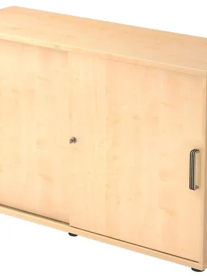 Preisknaller HAMMERBACHER 1981034 Büro-Schiebetürenschrank, BxTxH 1200x400x748 mm, 2 OH, 1 Boden, Schloss, ahorn