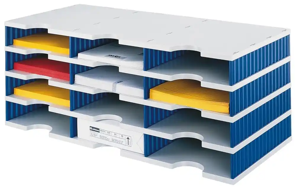 Günstig STYRO GMBH 864652 Ablage- und Sortiersystem, Grundmodul, 3x4 Fächer, BxTxH 723x331x293 mm, Polystyrol, grau/blau