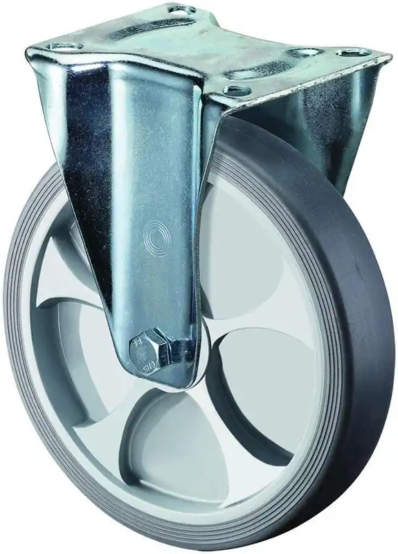 BS ROLLEN 6017318 Transportgeräte-Bockrolle, thermopl. Gummi grau, Durchm. 160 mm, Traglast 200 kg, Rollenlager, Anschraubplatte Bestpreis