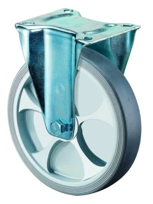 Letzte Chance BS ROLLEN 6017319 Transportgeräte-Bockrolle, thermopl. Gummi grau, Durchm. 200 mm, Traglast 220 kg, Rollenlager, Anschraubplatte