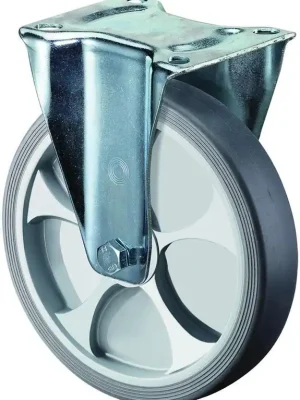BS ROLLEN 6017316 Transportgeräte-Bockrolle, thermopl. Gummi grau, Durchm. 100 mm, Traglast 110 kg, Rollenlager, Anschraubplatte Garantierte Lieferung
