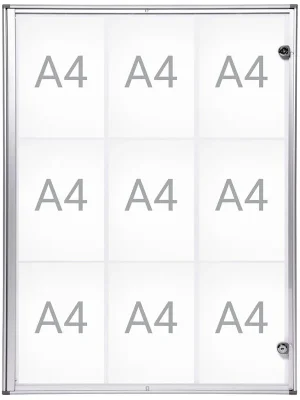 MAUL GMBH 861598 Schaukasten, BxTxH 710x31x951 mm, 9xDIN A4, Aluprofile, Kunststoffglas, 2 Zylinderschlösser Billig