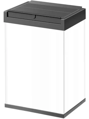 Ausverkauf HAILO-WERK 6042813 Großraum-Abfallbox, Volumen 35 l, BxTxH 340x260x500 mm, Gehäuse Stahlblech weiß, Kunststoff-Schwingdeckel schwarz