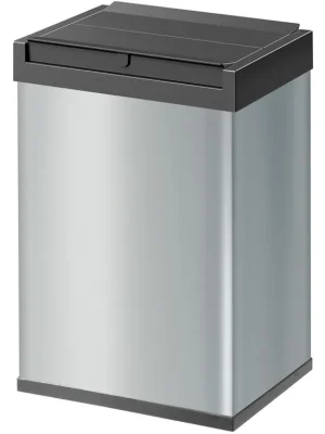 HAILO-WERK 6042814 Großraum-Abfallbox, Volumen 35 l, BxTxH 340x260x500 mm, Gehäuse Stahlblech silber, Kunststoff-Schwingdeckel schwarz Bestseller