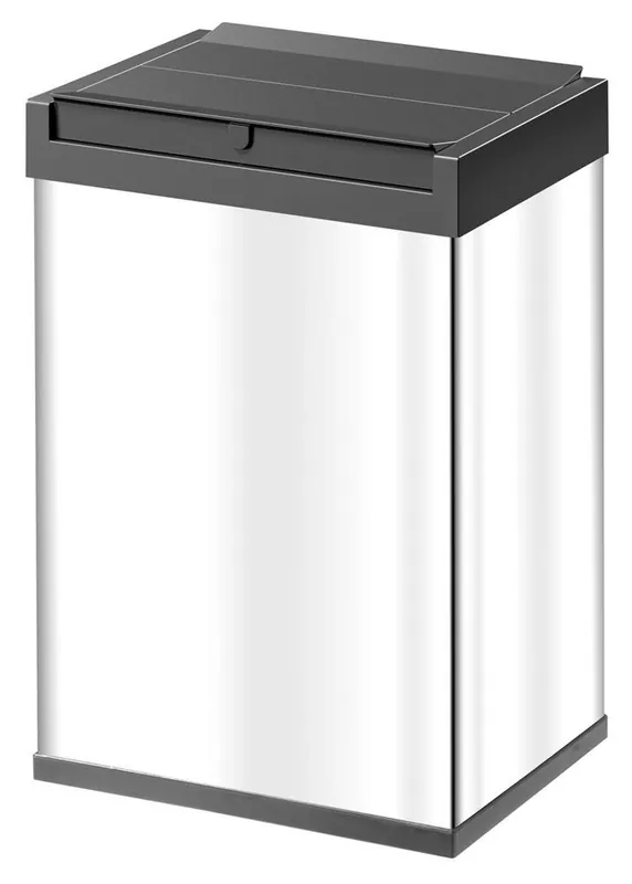 HAILO-WERK 6042815 Großraum-Abfallbox, Volumen 35 l, BxTxH 340x260x500 mm, Gehäuse Edelstahl, Kunststoff-Schwingdeckel schwarz Echt