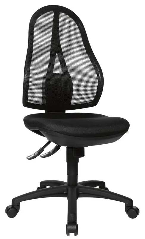 TOPSTAR 6422197 Bürodrehstuhl, Sitz-BxTxH 480x480x430-510 mm, Lehnenh. 580 mm, Netzrücken, Punkt-Synchronm., Bandscheibensitz, schwarz Highlight