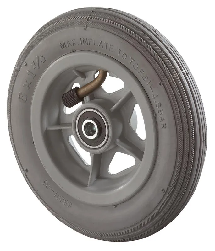Must-Have BS ROLLEN 1618010 Luftbereiftes Rad, Gummi grau, Rillenprofil, Durchm. 150 mm, Traglast 60 kg, Kunststofffelge, Kugellager