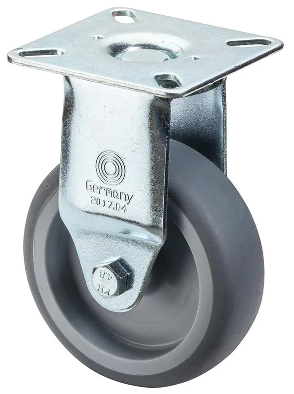 Jetzt Bestellen BS ROLLEN 6017297 Apparate-Bockrolle, Gummi grau, Durchm. 75 mm, Traglast 60 kg, Gleitlager, Anschraubplatte
