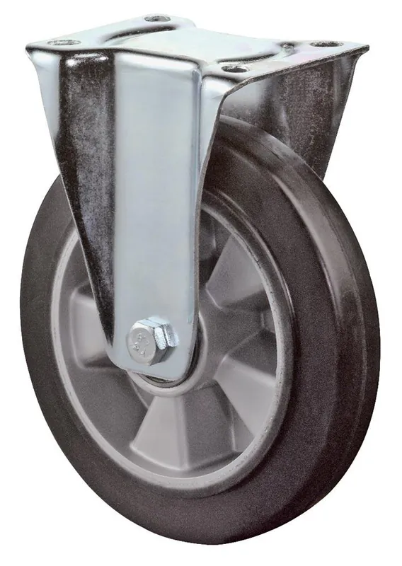 BS ROLLEN 1617827 Transportgeräte-Bockrolle, Elastik-Vollgummi schwarz, Durchm. 160 mm, Traglast 300 kg, Kugellager, Anschraubplatte Online Kaufen