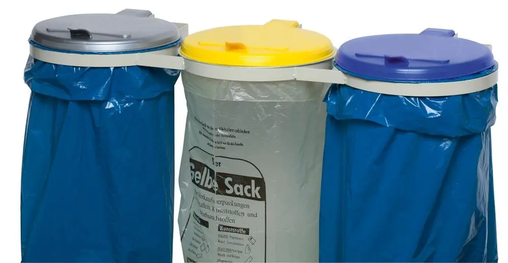 Top-Preis VAR GMBH 812099 Abfallsammler 3-Fach, wandmont. kieselgrau, Deckelsilber, gelb und blau Kunststoff, BxTxH 1200x510x70 mm