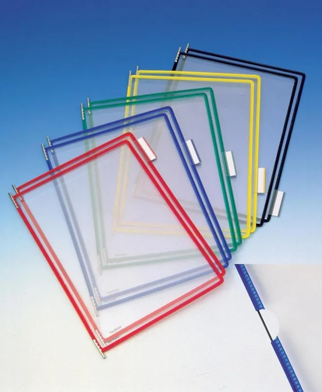 Preiswert TARIFOLD SAS 852587 Sichttafeln, PVC, DIN A4, farbiger Rand gelb, Metall-Drehzapfen, 5 Aufsteckreiter, VE 10 Stück