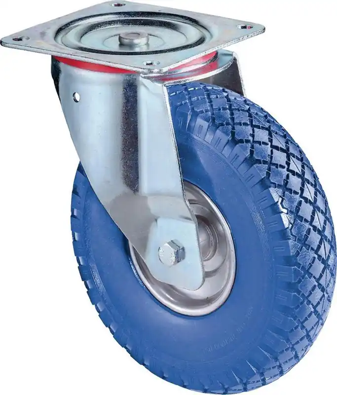BS ROLLEN 1617989 Transportgeräte-Lenkrolle, Polyurethan blau, Durchm. 260 mm, Traglast 160 kg, Rollenlager, Anschraubplatte, pannensicher Sale