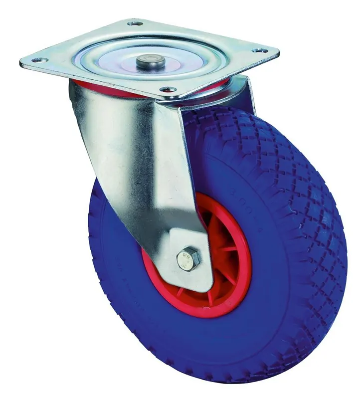 Beliebt BS ROLLEN 1893263 Transportgeräte-Lenkrolle, Polyurethan blau, Stollenprofil, Durchm. 260 mm, Traglast 160 kg, Rollenlager, Anschraubplatte, pannensicher