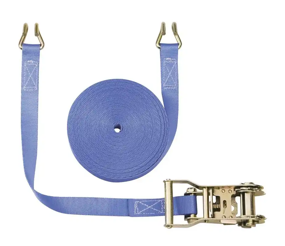 BRAUN SEILE 838077 Zweiteiliger Zurrgurt, mit Rahmenhaken, 1000 daN zul. Zugkraft in der Umreifung, Gurtbreite 25 mm, Länge 8 m, Farbe blau, VE 4 Stück Garantierte Lieferung