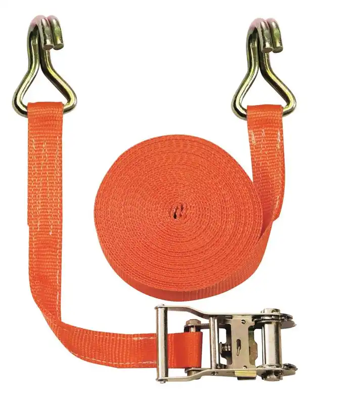BRAUN SEILE 838103 Zweiteiliger Zurrgurt, mit Spitzhaken, 2000 daN zul. Zugkraft in der Umreifung, Gurtbreite 35 mm, Länge 10 m, Farbe orange, 2 Streifen, VE 2 Stück Preis Gesenkt