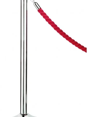 Letzte Chance ALCO 878964 Seilständer, Ausf. Chrom mit roter Nylon-Kordel, Höhe 0,95 m, Fußdurchm. 0,32 m Gewicht 12,5 kg
