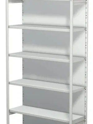 Beliebt KERKMANN 854473 Steckregal mit Rückwand, Grundfeld, 7 Fachböden, 6 OH, BxTxH 960x300x2250 mm, lichtgrau
