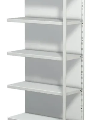 Heißes Angebot KERKMANN 854472 Steckregal mit Rückwand, Anbaufeld, 7 Fachböden, 6 OH, BxTxH 750x300x2250 mm, lichtgrau