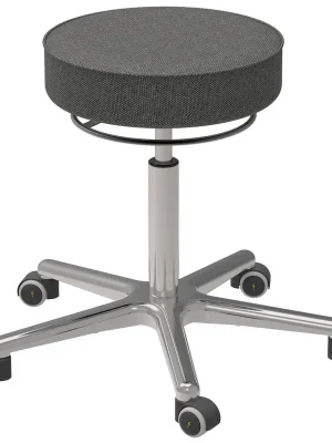 LOTZ 816279 Arbeitshocker, ESD, PU schwarz, Höhe 460-640 mm, Rollen, Alu Fußkreuz + Feder verchr. Markenware