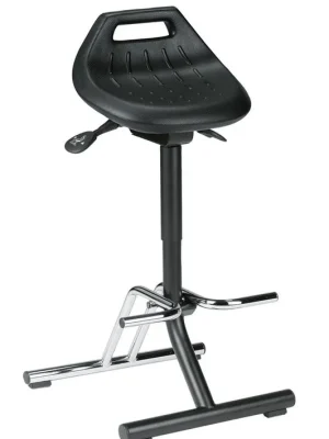 INTERSTUHL 825716 Stehhilfe, Sitz aus Integralschaum, Stahlrohrgestell schwarz, verchromte Fußablage, Sitz Höhenverst. 640-840 mm, neigbar vorne 13 Grad, klappbar Neuheit