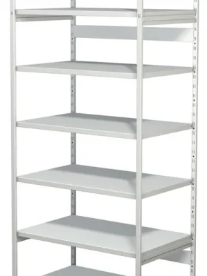 Billig KERKMANN 854437 Steckregal ohne Rückwand, Grundfeld, 7 Fachböden, 6 OH, BxTxH 960x600x2250 mm, lichtgrau