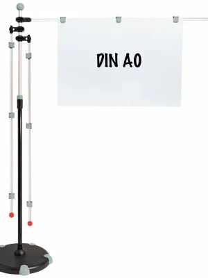 Markenware MAUL GMBH 851704 Mobiler Planhalter, 3 Alu-Schwenkarme A0 (1320 mm) mit je 3 Magnetclips, Rollenfuß