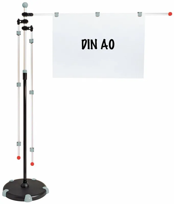 Markenware MAUL GMBH 851704 Mobiler Planhalter, 3 Alu-Schwenkarme A0 (1320 mm) mit je 3 Magnetclips, Rollenfuß